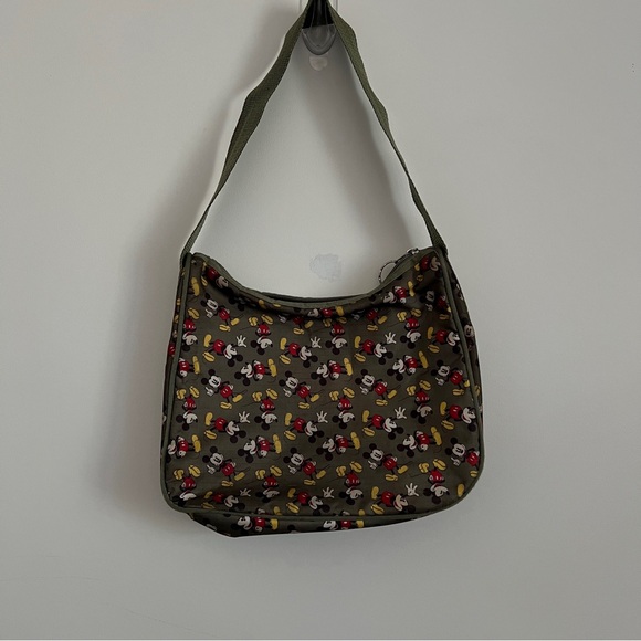 Disney Olive Green Mickey Mouse Nylon Shoulder Bag - Picture 1 of 7